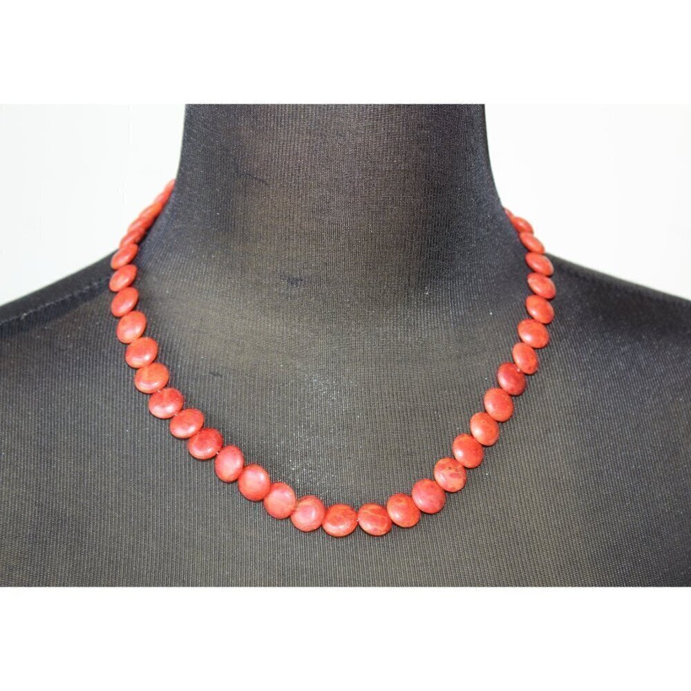Vintage Red Sponge Coral Necklace Natural Stones Beads 33.1 grams toggle clasp